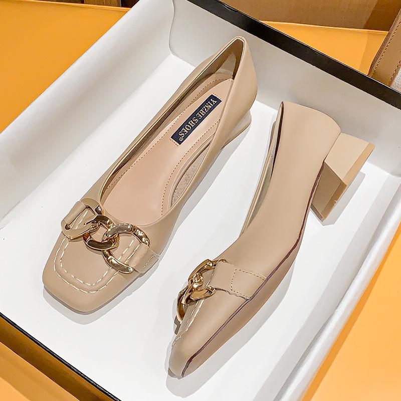 Женские туфли-лодочки на среднем каблуке 5,5 см, с пружинным покрытием, каблук женский, толстый каблук, квадратный носок, туфли Мэри Джейн, черные, зеленые, Talon Femme