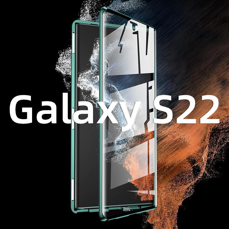 Для Samsung Galaxy S25 S24 S23 S22 S21 Ultra Чехол 360° Полная защита Металлический Магнитный Со стеклом для экрана Защитная крышка для камеры