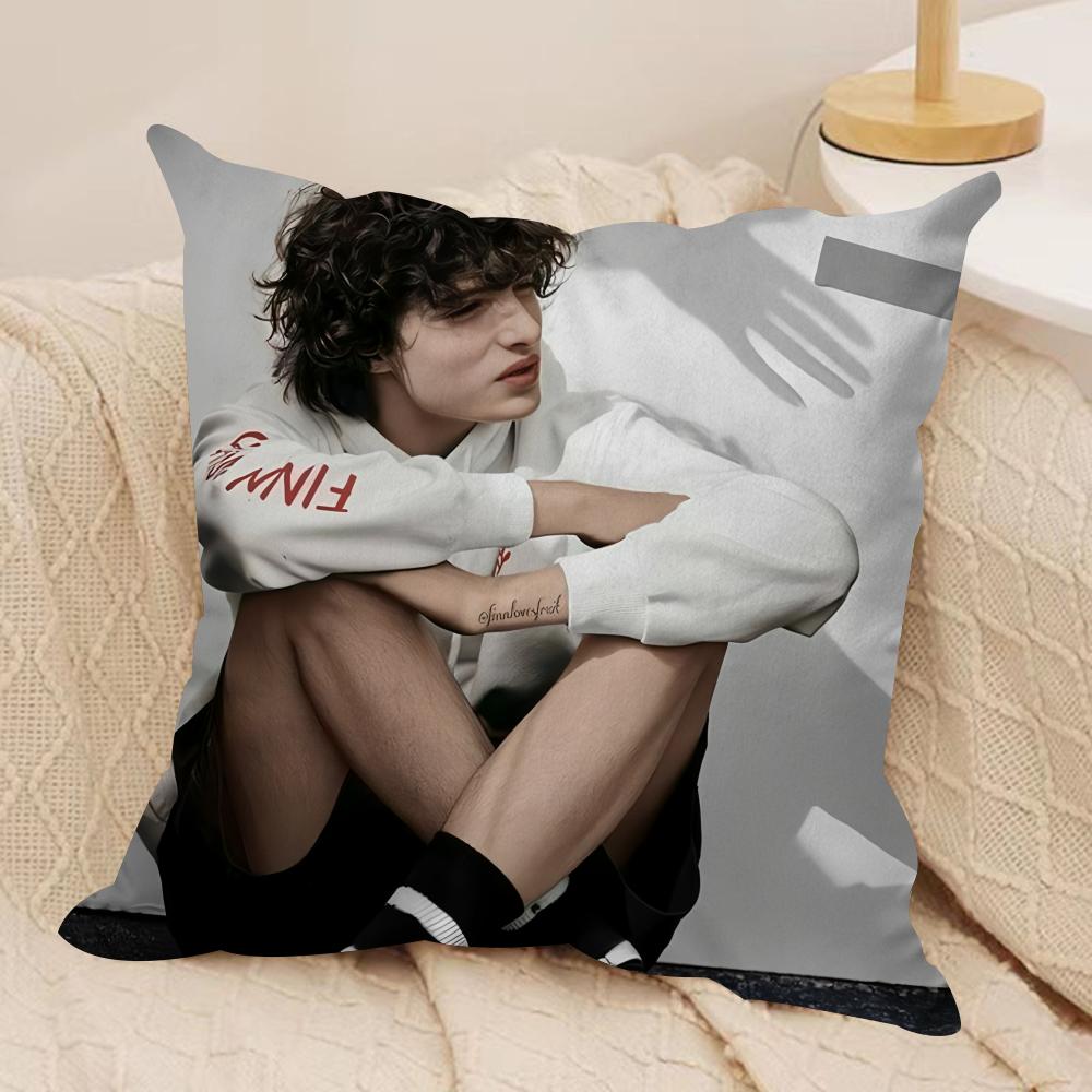 Actor FFinn WWolfhard Cushion Cover Silky Short Plush Invisible Zipper Dustproof Sofa Pillow Case for Home Decor