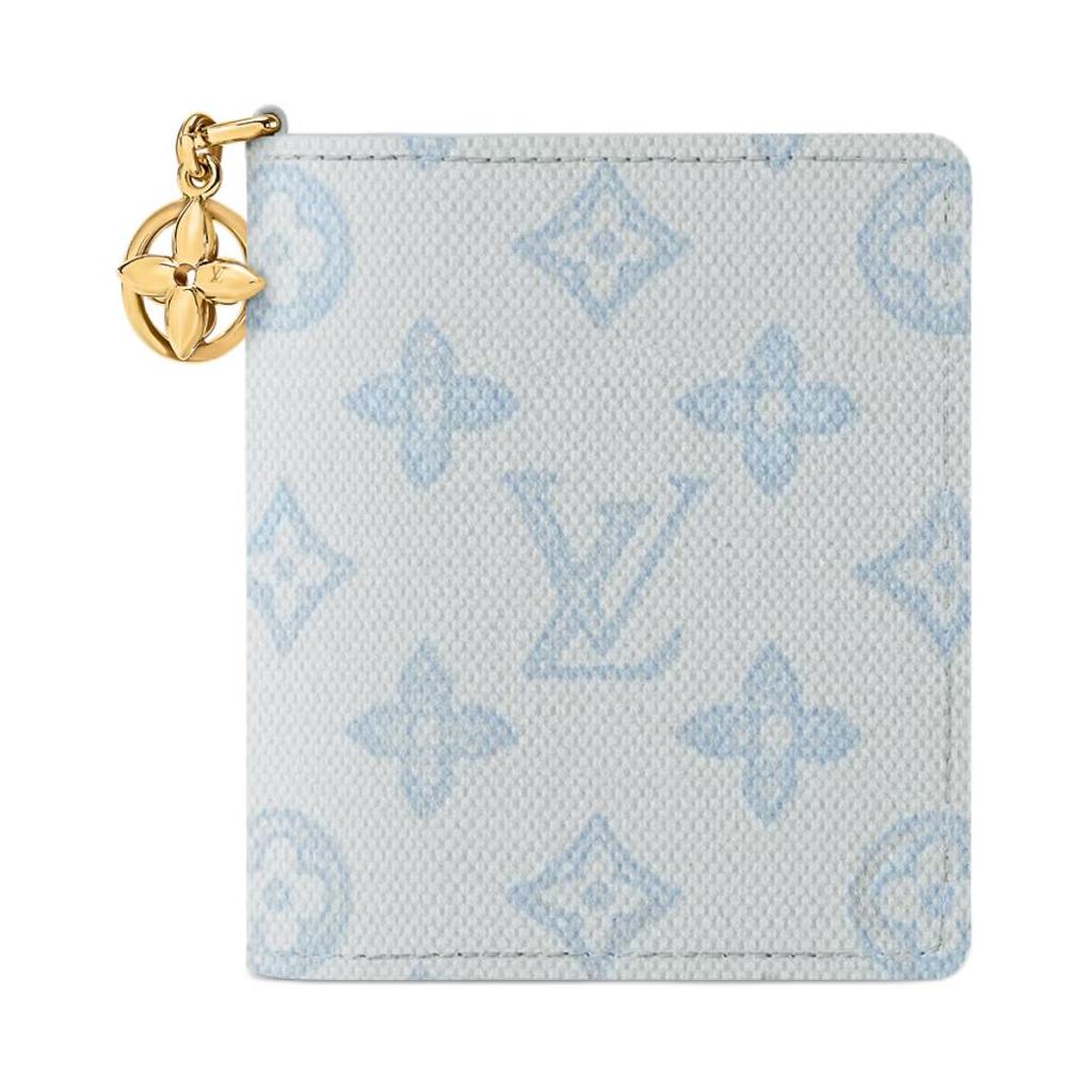 Louis Vuitton LV Charms Pocket Wallet Monogram Origine Bleu Courrier Canvas Women Wallets Blue M28273