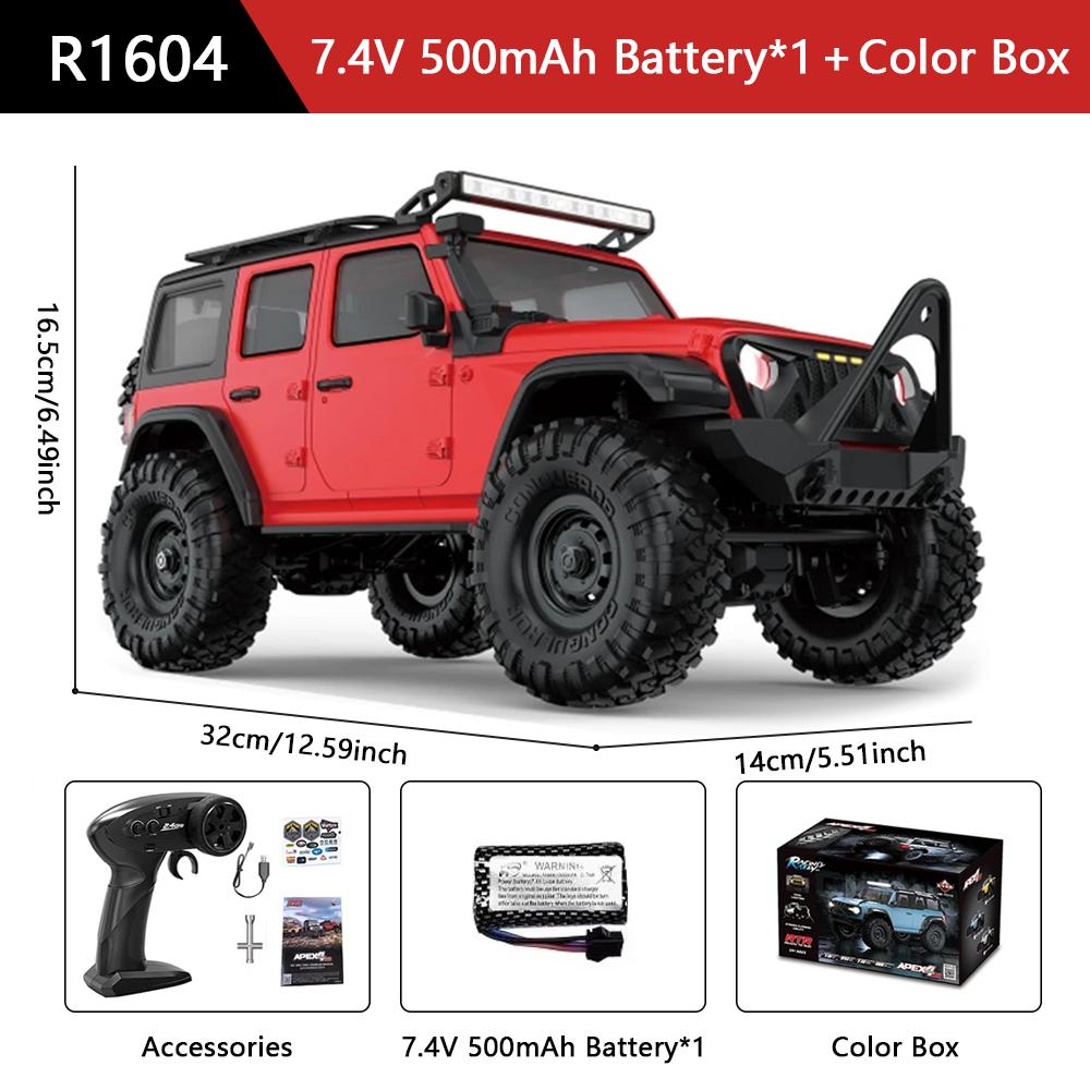 HB R1601 Радиоуправляемая машина 1:16 2.4G 4WD Внедорожные автомобили с дистанционным управлением со светодиодной подсветкой, грузовики-краулеры, модель транспортного средства для лазания, игрушки для детей и взрослых
