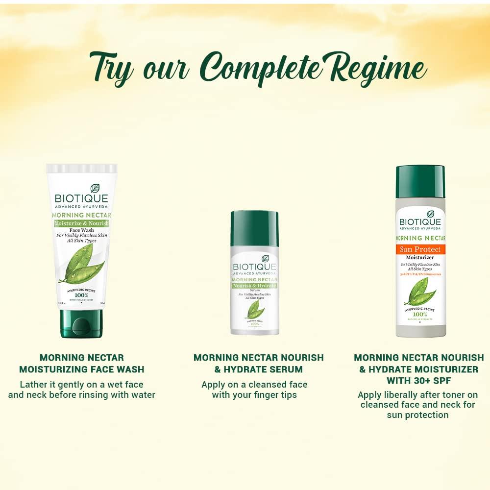 Biotique Morning Nectar SPF 30 Sunscreen Moisturizer – Wild Turmeric & Neem for Flawless Skin – 120 Ml