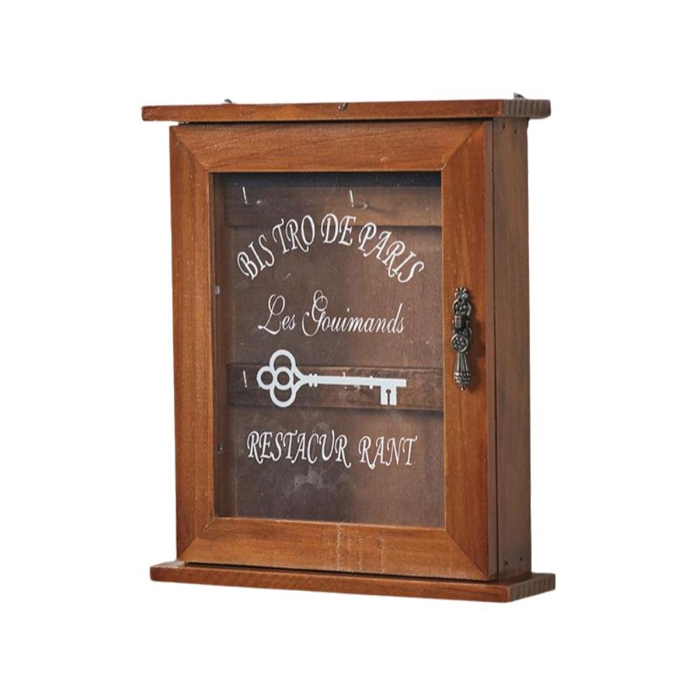 Wooden Wall-Mounted Key Holder Rustic Key Hook Entryway Organizer Cabinet Key Rack Living Room