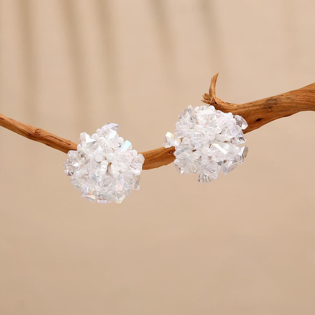 Hydrangea Crystal Beaded Dangle Earrings - Skin-Brightening, Light Luxury Jewelry for Women, 2025 Niche Design