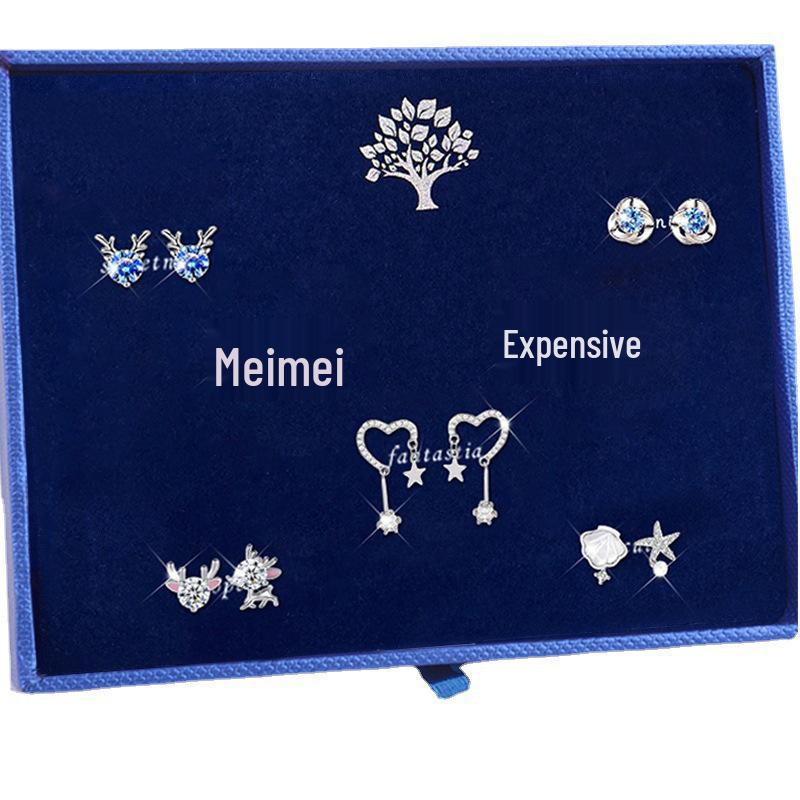 Набор серебряных серег-пусет и серег-подвесок из серебра 925 пробы с оленями: Шикарный рождественский и подарок на день рождения для девочек