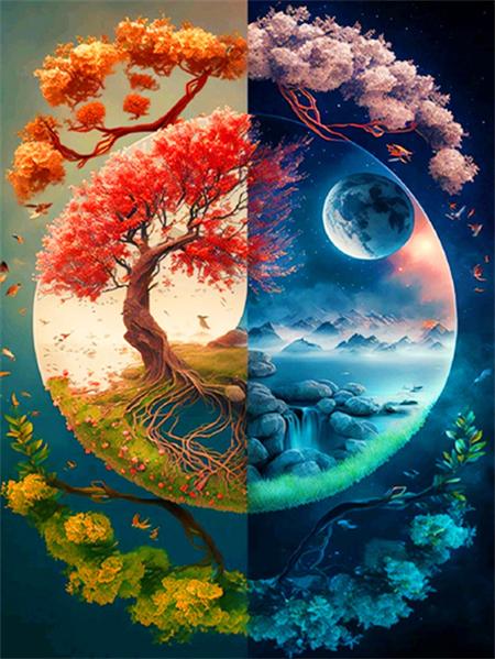 Коллекция алмазной живописи 2023 года «Пейзаж четырех сезонов» Квадратная/круглая вышивка Мозаика Лунный пейзаж Домашний декор