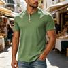 Мужская футболка-henley с коротким рукавом, повседневная, на пуговицах, легкая, дышащая, смесовая хлопковая, летняя
