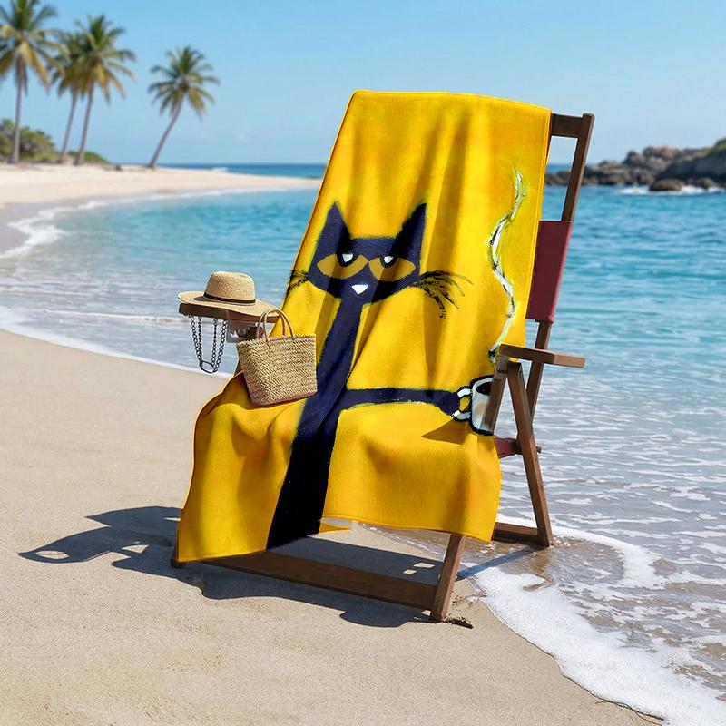 Pete Cat Fashion Beach Towel: Ideal for Summer Adventures Soft, absorbent and quick drying suitable for swimming and bathing