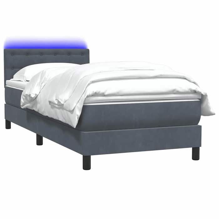 VidaXL Sommier à lattes de lit et matelas et LED gris foncé 80x220 cm velours 3317290