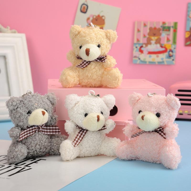 Adorable Plush Teddy Bear Keychain Cute Accessory For Bags In Four Colors