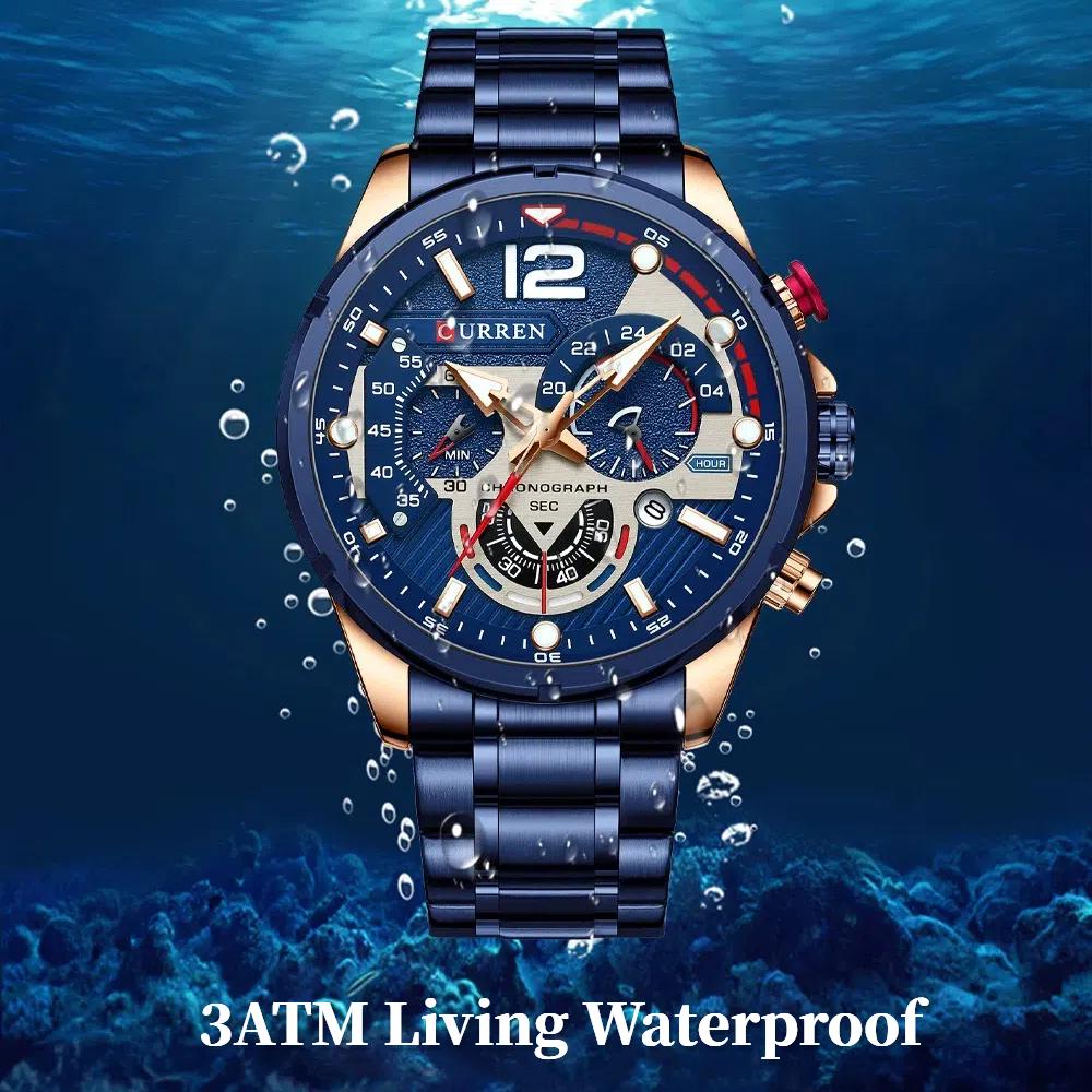 CURREN Watches Men's Sport Quartz Original Chronograph Date Wristwatches Luxury Waterproof Luminous Stainless Steel Watch Man Relogio Masculino