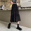 MOJTA Summer Women's High Waist Mid-length A-line Skirt Loose Plus Size Casual Skirt