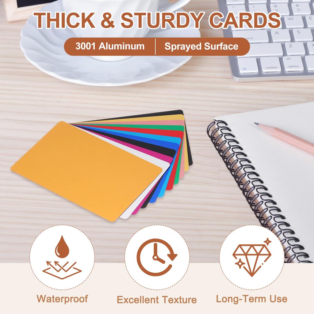 10/25/50Pcs Metal Business Cards Colored Finish Aluminum Blank Laser Engraving DIY Cards CNC Engraving Sheets for House Office