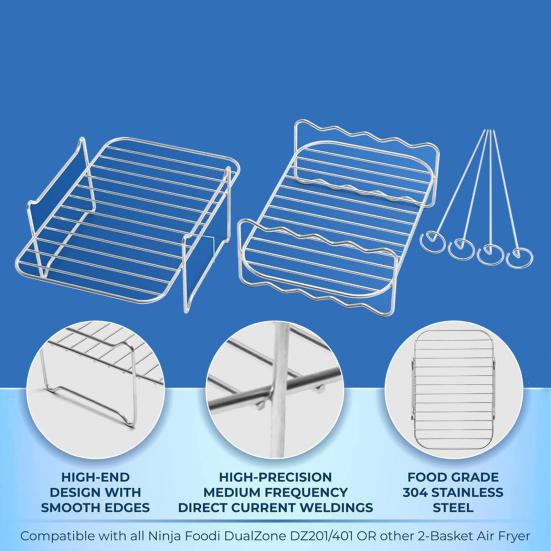 Air Fryer Rack Stainless Steel Dehydrator Grill Enhanced Airflow Design Air Fryer