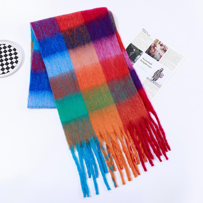Imitation Cashmere Scarf for Women Winter Warm Thickening New Solid Color Scarf for Men Thick Tassel Woolen Scarf