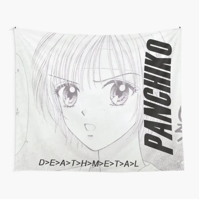 Anime girl line art tapestry Japanese Kawaii death metal quotation wall hanging otaku polyester dormitory bedroom decoration