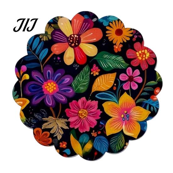 Oil Proof Dining Table Protectors 4Pcs Nordic Wooden Coasters, Vintage Floral Heat Resistant Drink Mats, Non Wavy Edge Decor for Home Slip Protector