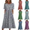 Жен. Повседневные платья Платья с принтами Летние платья С принтами Плиссированные платья-миди с круглым вырезом Классический Классический На открытом воздухе Повседневные С короткими рукавами Свободные платья