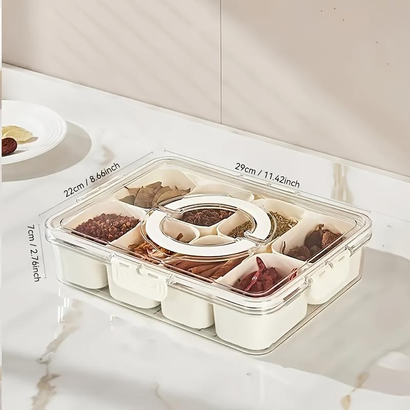 Divided Serving Tray with Lid and Handle Snackle Box Container 8 Compartment Portable Snack Platter Organizer for Snacks Storage