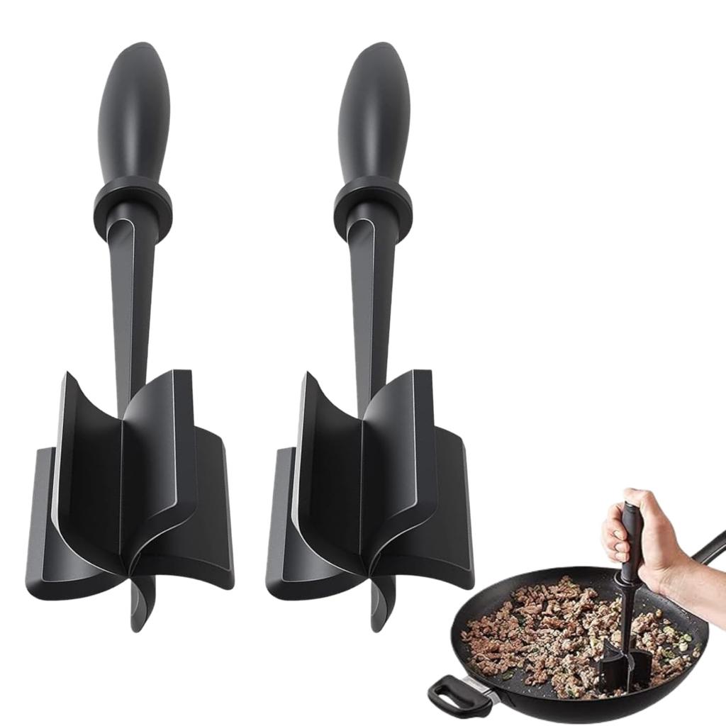 Meat Chopper, Hamburger Grinder, Premium Heat Resistant Smasher for Ground Beef, Burger Grinder Nylon Potato Mix Tool-Black