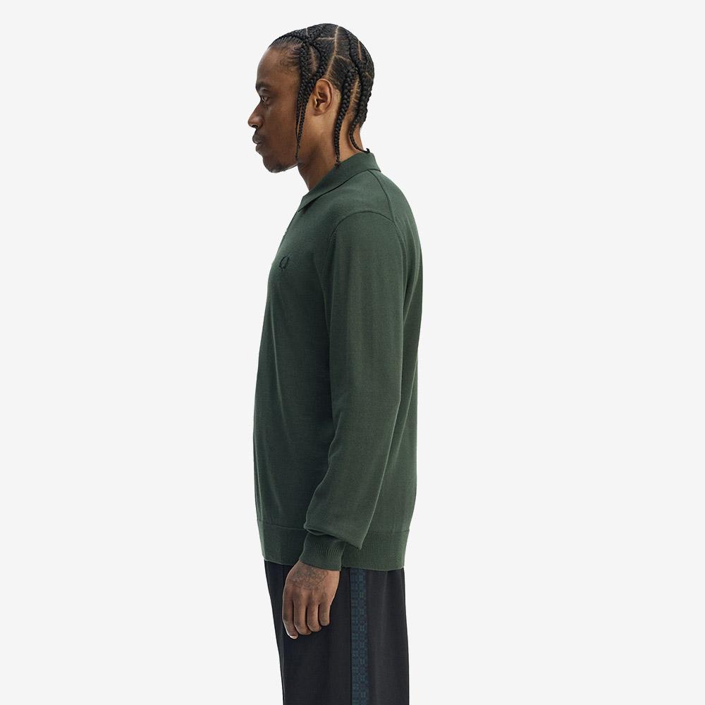 FRED PERRY [Sharp] Long Sleeve Classic Knit Shirt - Coat Green Afpm2534535-X89