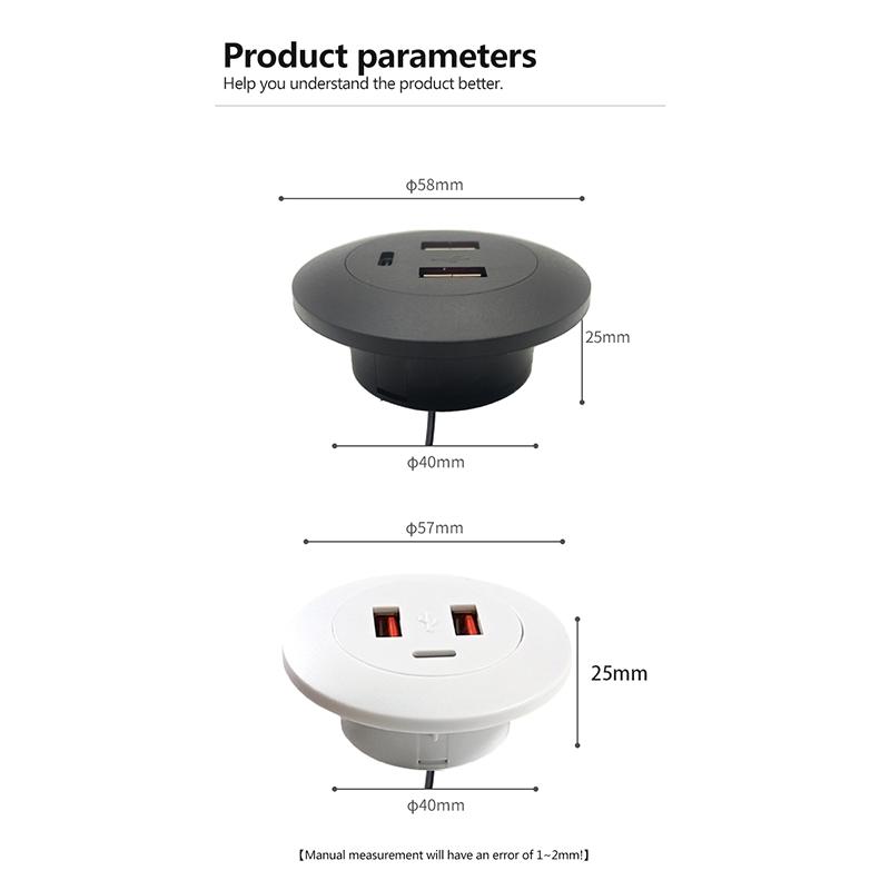 1 шт. USB-зарядное устройство с несколькими портами USB2.0 на USB TYPE-C, зарядный разъем, удлинитель, встроенный настольный скрытый кабель для быстрой зарядки