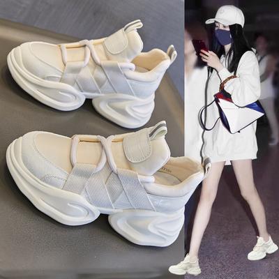 Внутренняя высота увеличивающая обувь Pops женские весенние и осенние маленькие белые туфли толстые подошвы жаренные уличные женские туфли Muffin повседневные кроссовки