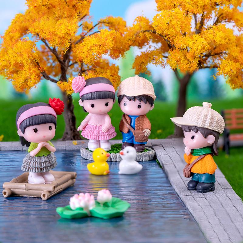 Mini Doll Figurines Lovers Figures Couple Miniature Decor Boy Girl Model For Fairy Garden Home Ornaments Valentine'S Day Gift
