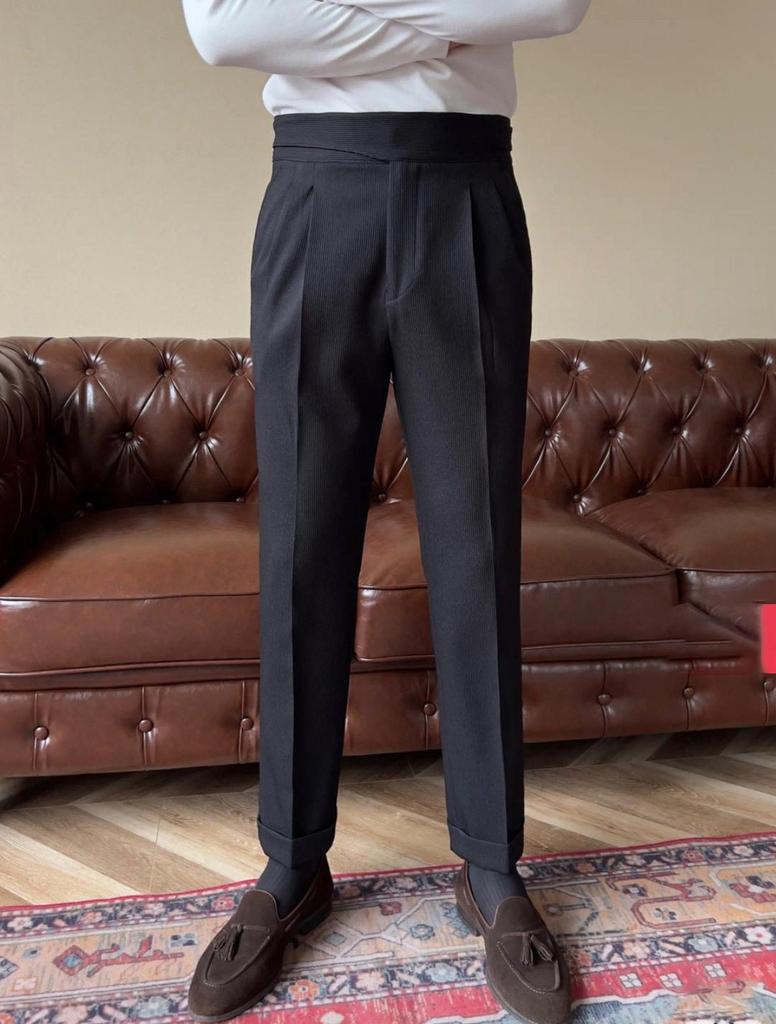 Ruishen Clothing Брюки от повседневного костюма в итальянском стиле гуркха с высокой посадкой и прямыми штанинами