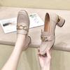 Women's Single Shoes 2025 Spring New British Style Cow Patent Leather Metal Buckle Small Leather Shoes One Pedal Loafers High Heels