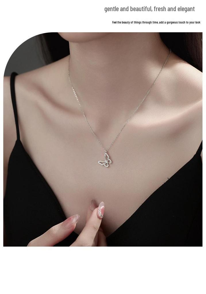 Серебряное колье-цепочка 925 пробы с бабочкой: Элегантные, Милые, Модные Женские Заявление Украшения