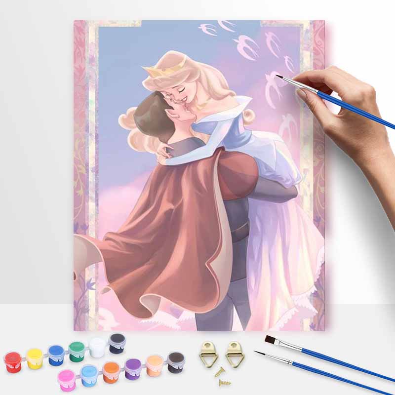 Disney Набор для рисования маслом «Спящая красавица» своими руками, Арт-картина, Набор для рисования, Домашний декор на стену, Ручная работа, Подарок, Романтичная пара Принц и Принцесса, Декор для творчества