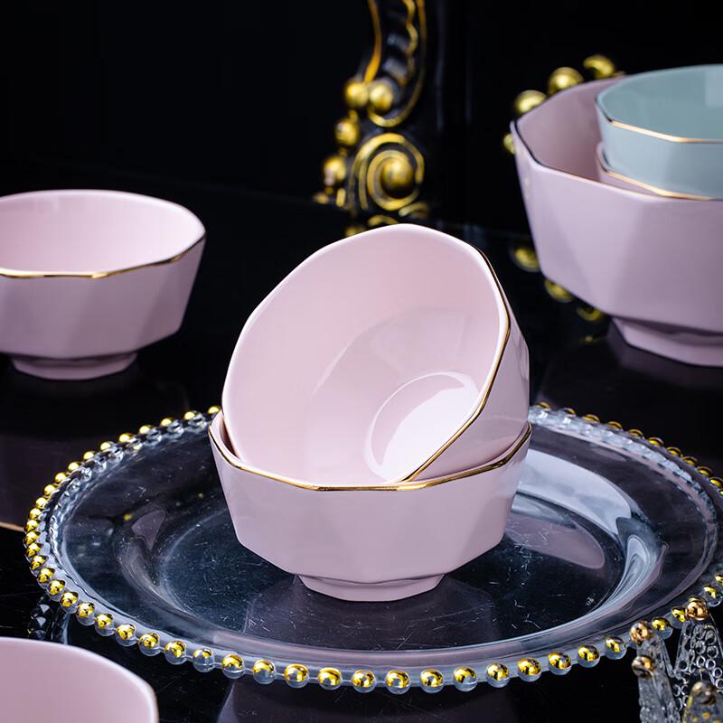 Керамический набор пиал для риса Jingdezhen с золотым ободком