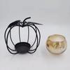 Black Iron Glass Candle Holder with Amber Cup  Dining Table Desktop Display