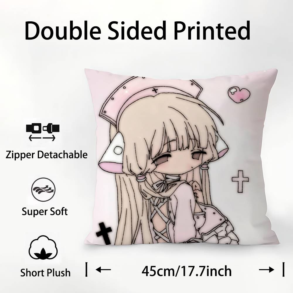C- Chobits Холст Милый Аниме Наволочка Плюшевая Ткань Мягкая Наволочка Двусторонний Принт Чехол для Подушки Домашние Подарки