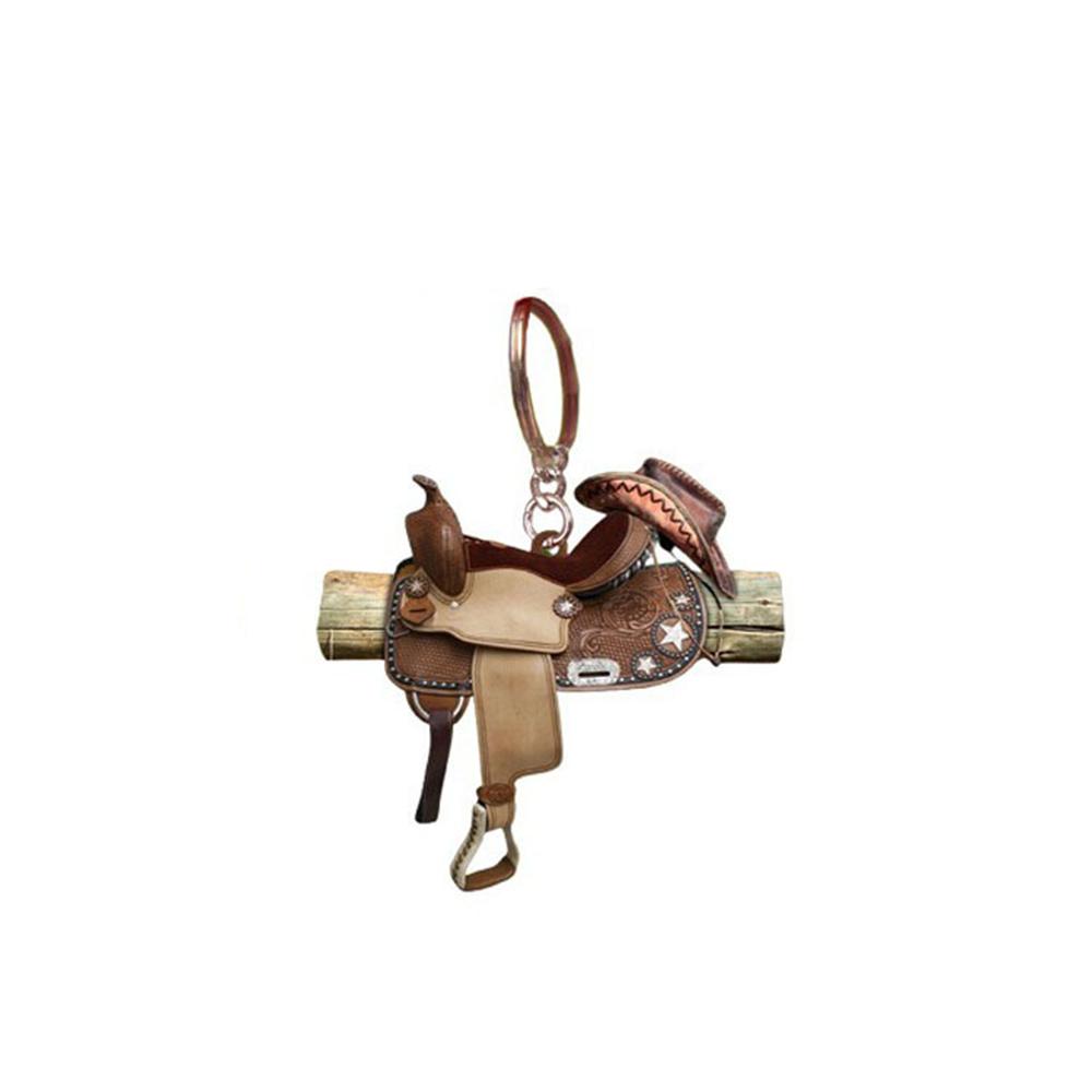 Horse Western Cowboy Saddle Shape Keychain Acrylic Charm Pendant Hanging Keyring Decoration Car Key Rings Holder Gifts Not 3D
