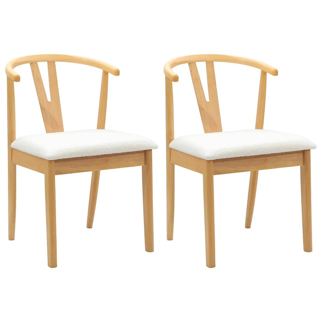 Dining Chair Set of 2 Natural Light Solid Rubberwood