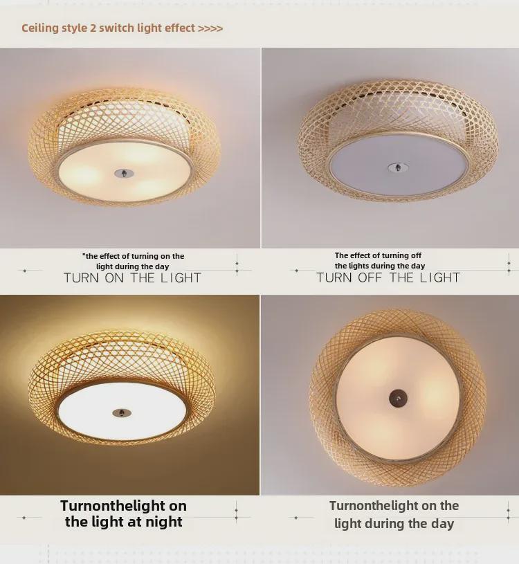 Bamboo Weave Ceiling Lamp: Chandelier for Homes, Tea Shops, or Private Rooms; Japanese Tatami Style.