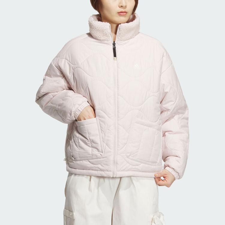 Adidas Год Дракона Серия CNY Двусторонняя вышитая бархатная спортивная повседневная свободная куртка Женская верхняя одежда Светло-фиолетовый розовый IX5956