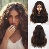 Synthetic Ombre Curly Wig Brown Gold Gradient Middle Part Wig Natural Heat-resistant Role-playing Wig Suitable for Women