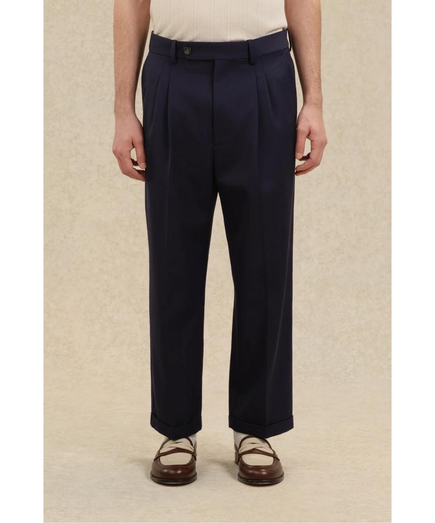DROLE DE MONSIEUR Wool Blend Pleated Crop Pants Pantalon A Plis Cropped Laine D0Pam26315Nyx