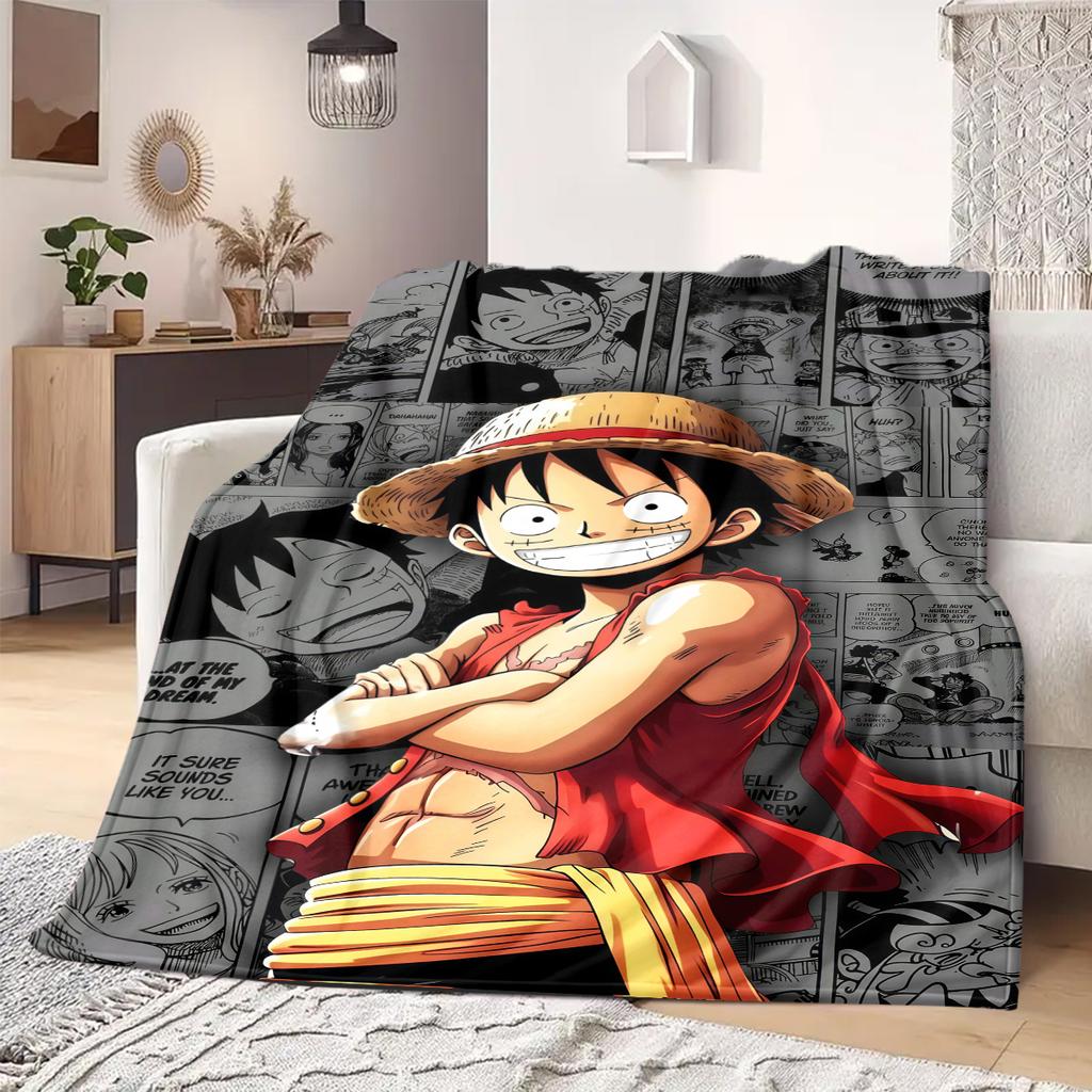 ONE PIECE Monkey D. Luffy Print Blanket Warm Comfortable Flannel Blanket Suitable for Bedrooms,Sofas, Beds,Chairs 100