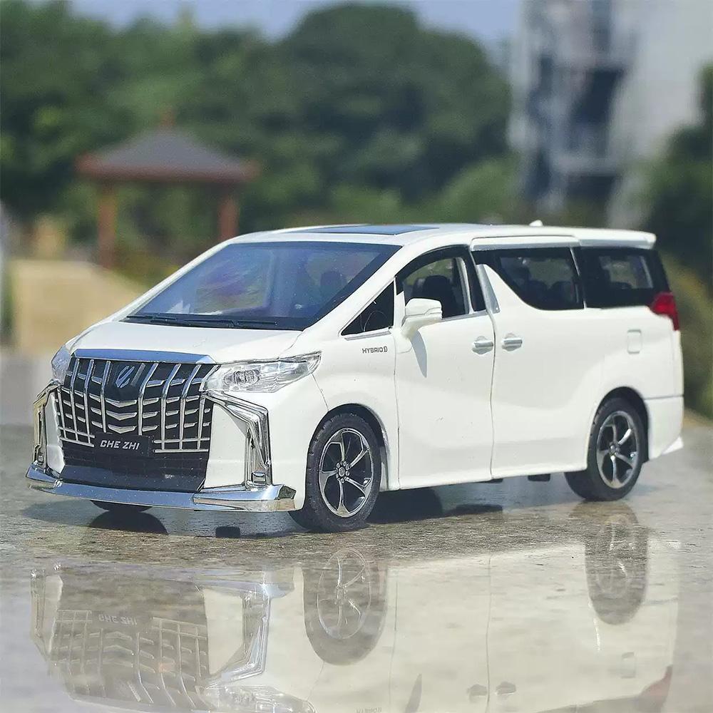 1:32 Alphard Coaster Миниатюрные Модели Игрушки Литой Сплав Двери Машины Открываются Звук Свет Инерционный Трендовые Украшения для Подарков Другу