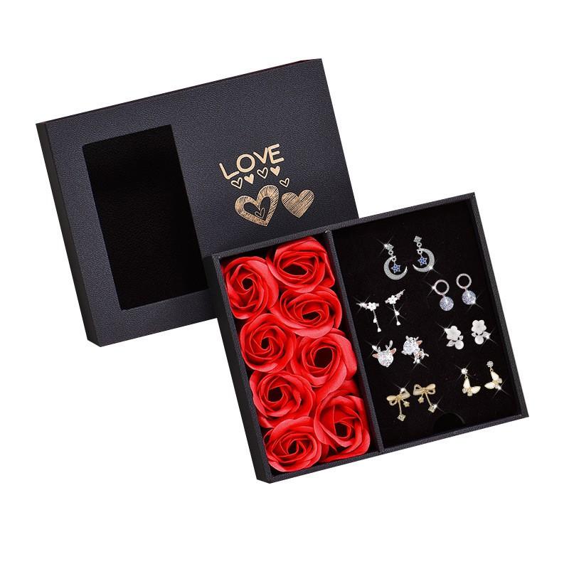 Sterling Butterfly Knot Heart Stud Earrings Set Women Elegant 7-Piece Jewelry Gift Valentines Day