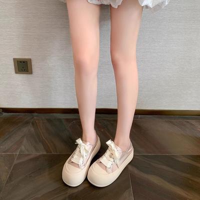 [sheii Су Иньинь] Улица Сакуры~ Корейские туфли на толстой подошве из шелкового атласа с круглым носком на шнуровке, женские кеды