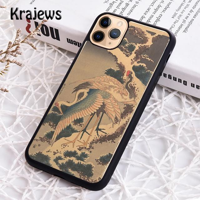 Krajews Japanese Cranes Art Phone Case Cover For iPhone 14 5 SE 6s 7 8 Plus X XR XS 11 12 13 Pro Max Samsung Galaxy S21 S22ultra