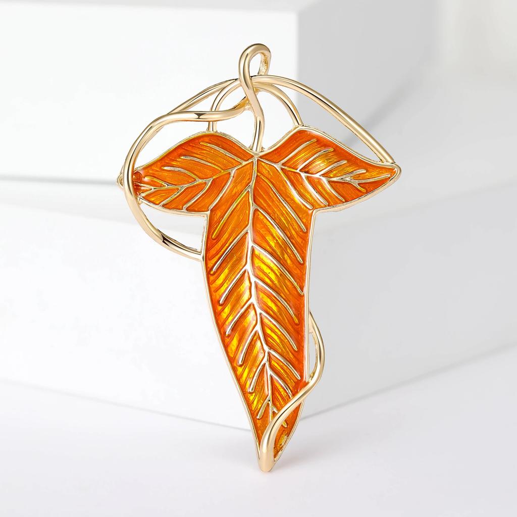 Брошь в виде эмалевого листа для женщин, унисекс, королева эльфов, зеленые листья, булавки, подарки для офиса и вечеринок, аксессуары