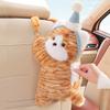 Car Tissue Box Cat Tissue Plush Car Tissue Box Cute Cartoon Car Hanging Drawing Box Universal