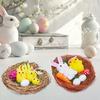 Easter Fur Chicks Mini Plush Simulation Chick Bunny Ornament with Nest Furry Animals Toy Easter Egg Filler for Kids DIY Home Garden Decoration