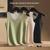 Women's Seamless Cashmere Silk Thermal Vest - Thick Velvet Warm Base Layer In Large Size